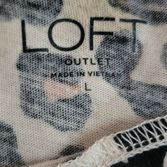 EC LOFT OUTLET LEOPARD PRINT BOATNECK SHIRT WITH STRIPED POCKET SZ.L - Picture 5 of 5